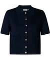 Yest Ilira Button Up Short Sleeve Cardigan, Navy