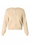 Yest Izzy Button Up Round Neck Cardigan, Beige