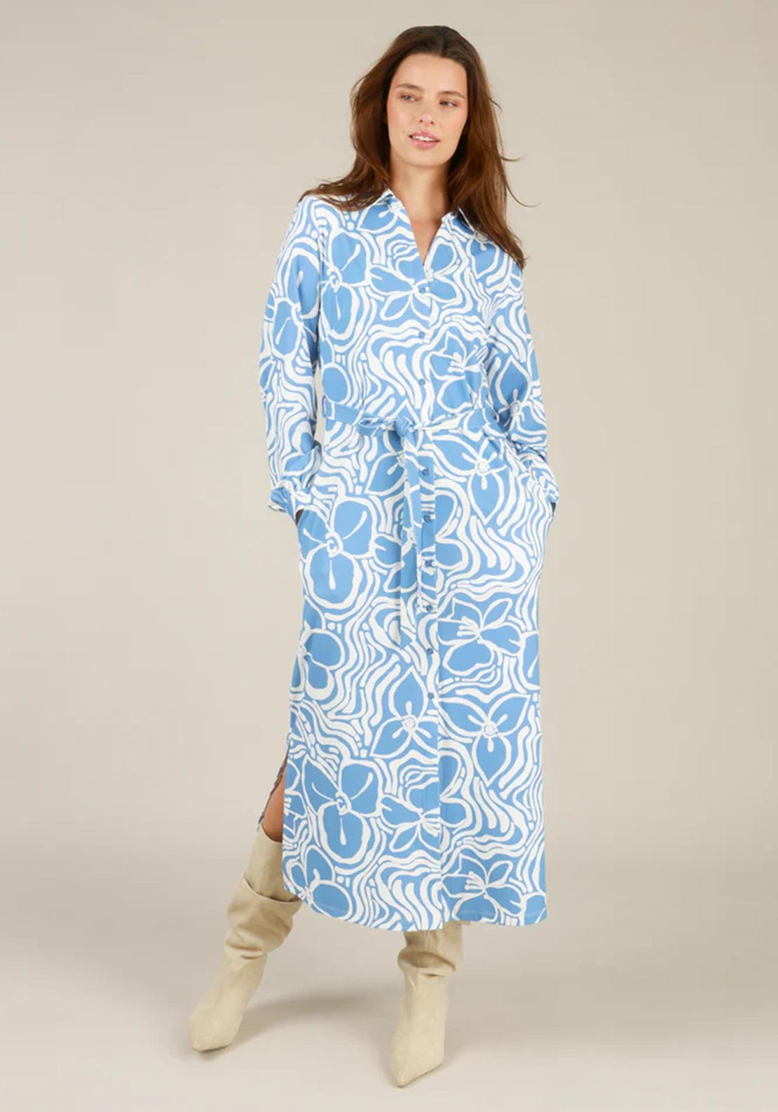 Yest Puck Essential Floral Print Dress, Blue