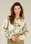 Yest Isaline Collared Animal Print Button Up Shirt, Green Multi