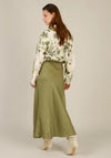Yest Isaline Collared Animal Print Button Up Shirt, Green Multi