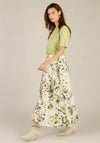 Yest Isha Drawstring Animal Print Midi Skirt, Green Multi