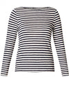 Yest Bunny Striped Knit Long Sleeve Top, Navy and White