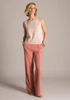 Yest Glitter Waistband Flared Leg Trousers, Pink