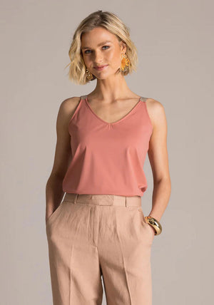 Yest Glitter Strap V-Neck Vest, Pink