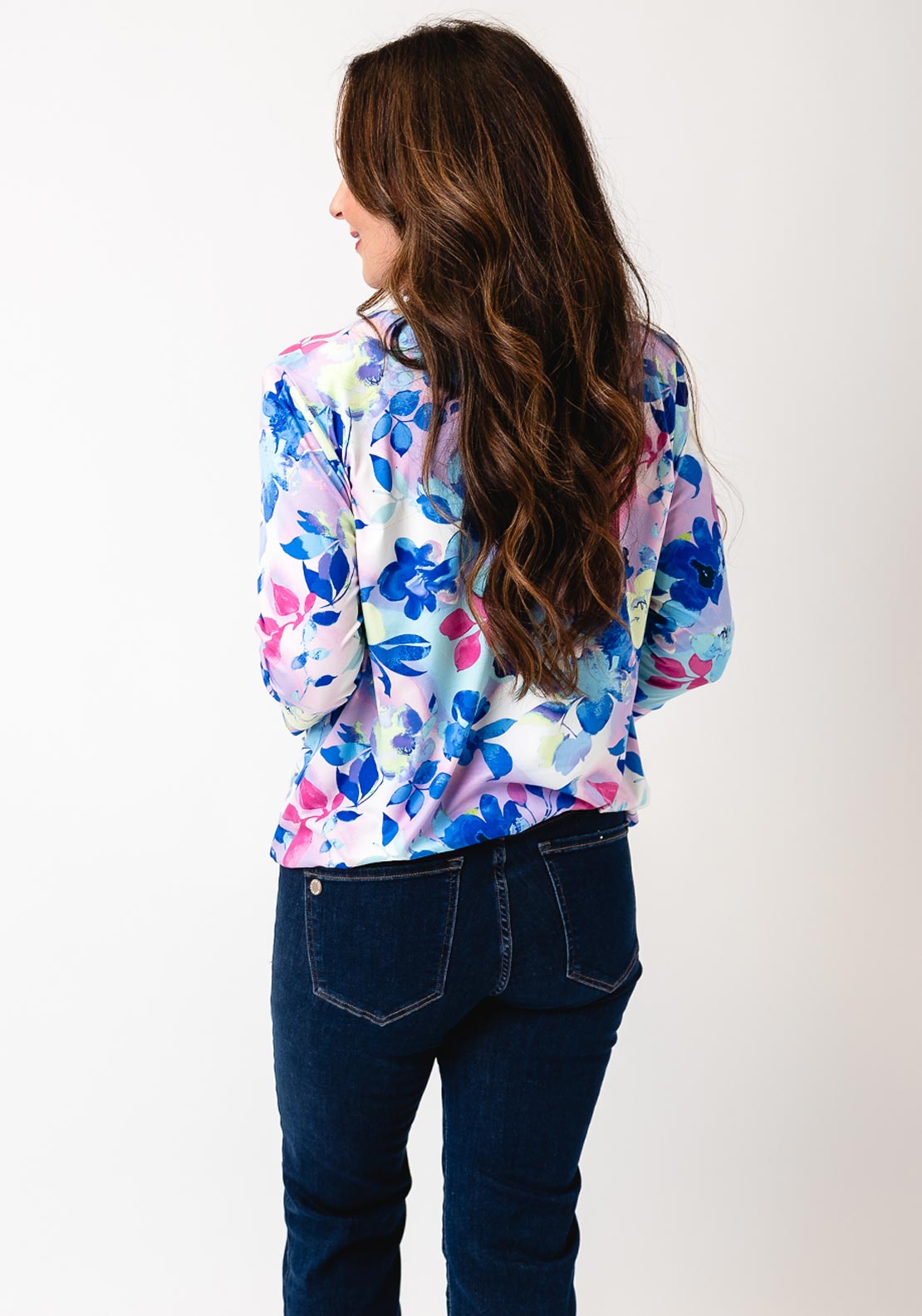 YEW Patterned Blouse, Pink and Blue