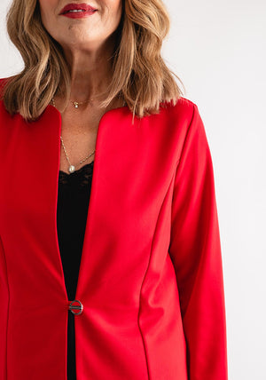 Yew Single Buttoned Short Jacket, Red