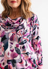 Leon Collection Abstract Cowl Neck Top, Purple Multi