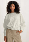 Yaya Embossed Leaf Print Sweater, Ivory White