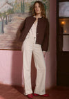 Yerse Turn Hem Wide Leg Jeans, Cream