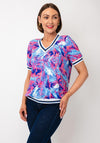 Yew V Neck Marble Print Top, Blue Multi