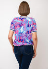 Yew V Neck Marble Print Top, Blue Multi