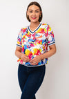 Yew V Neck Colour Splash Print Top, Multi