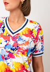 Yew V Neck Colour Splash Print Top, Multi
