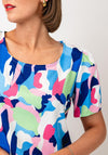 Yew Abstract Print Scoop Neck Top, Blue Multi