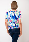 Yew Abstract Print Scoop Neck Top, Blue Multi