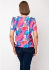 Yew Abstract Print Scoop Neck Top, Pink Multi