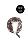 Serafina Paisley Print Pearl Magnetic Neck Scarf, Brown