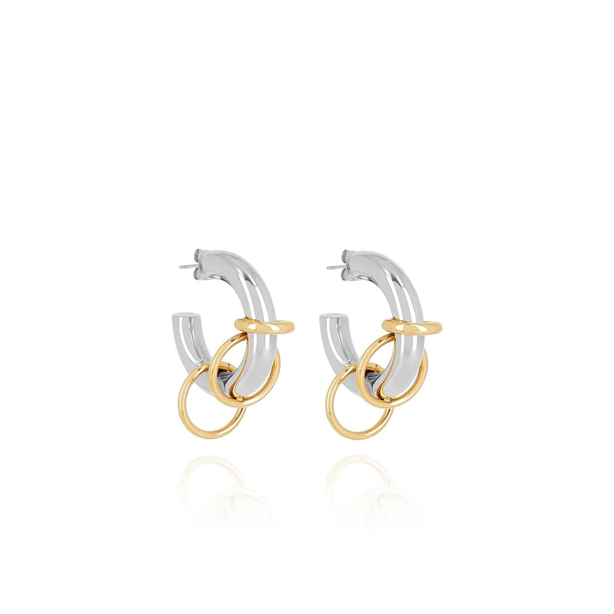 Zag Jewellery Francesca Earrings, Silver & Gold