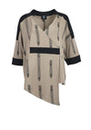 My Soul Zipper Print Asymmetric Top, Khaki