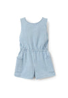 Zippy Girls Stripe Denim Dungaree Shorts, Blue
