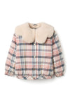 Zippy Girl Checked Jacket With Sherpa Collar, Multi
