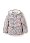 Zippy Girl Fleece Lined Floral Padded Coat, Beige