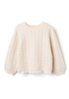 Zippy Girl Frill Hem Long Sleeve Knit Jumper, Cream