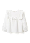 Zippy Girl Long Sleeve Frill Blouse, White