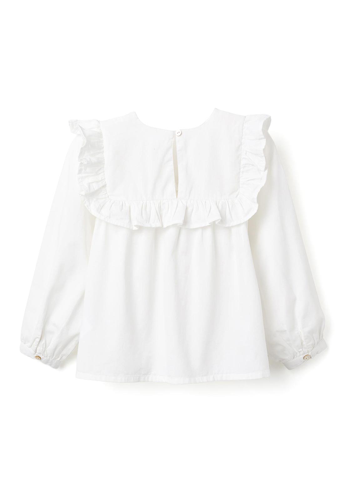 Zippy Girl Long Sleeve Frill Blouse, White
