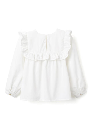 Zippy Girl Long Sleeve Frill Blouse, White