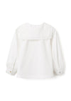 Zippy Girl Long Sleeve Square Collar Blouse, White