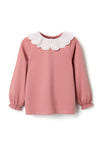 Zippy Girl Large Collar Long Sleeve Top, Pink