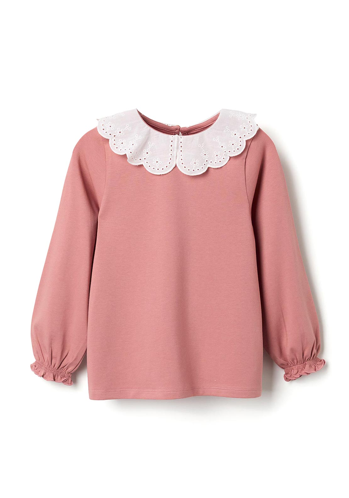 Zippy Girl Large Collar Long Sleeve Top, Pink