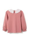 Zippy Girl Large Collar Long Sleeve Top, Pink