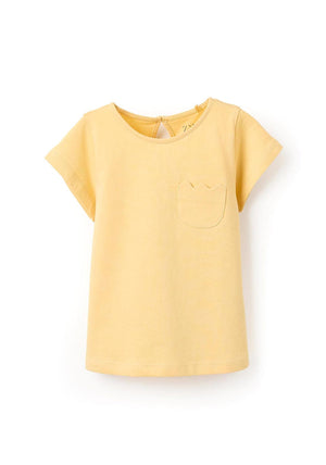 Zippy Girls Short Sleeve Wave Pocket Tee, Yellow