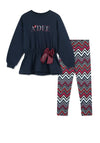 A Dee Mini Girl Celine Top and Legging Set, Navy