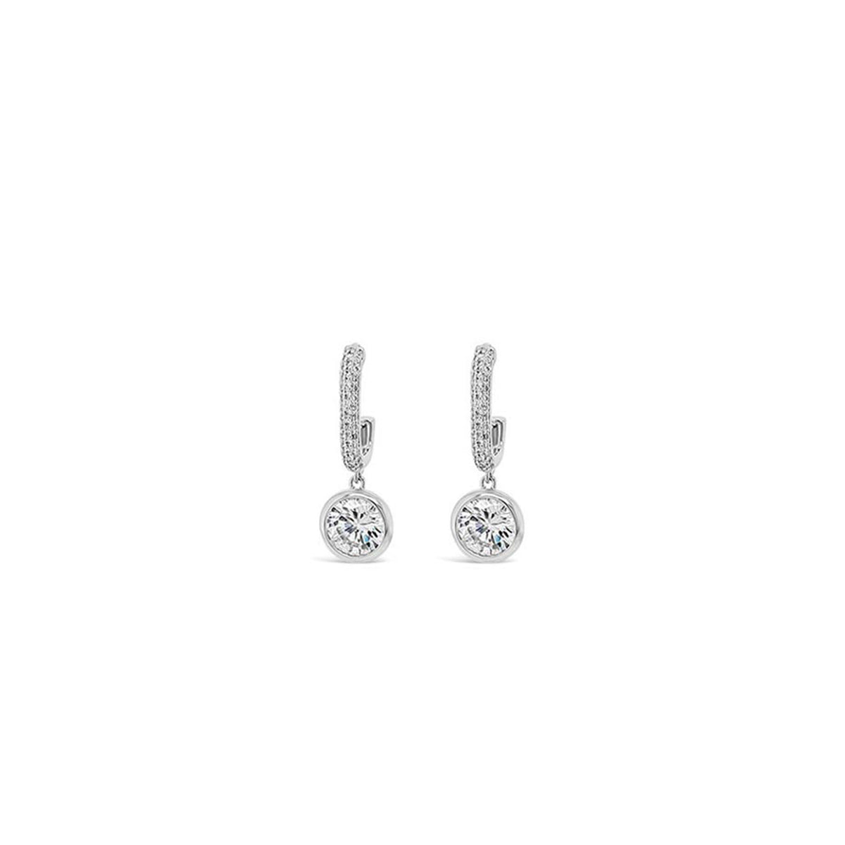 Absolute Round Crystal Drop Earrings, Silver