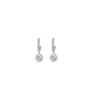 Absolute Round Crystal Drop Earrings, Silver