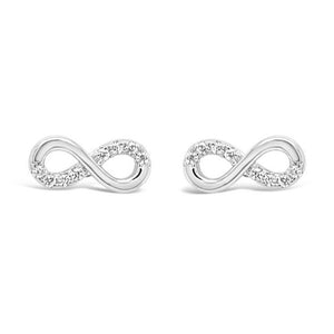 Absolute Stone Set Infinity Knot Earrings, Silver