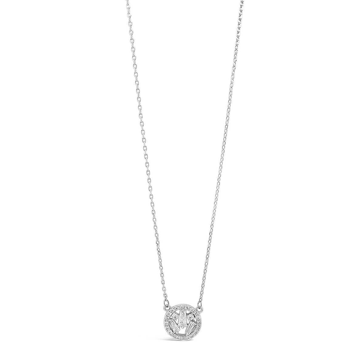 Absolute Silver Diamante Cluster Circle Necklace, JP247SL