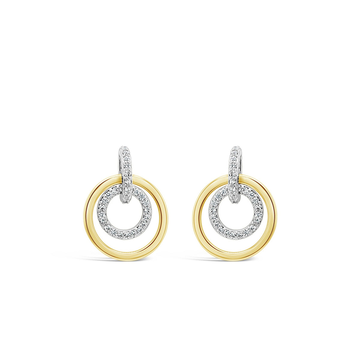 Absolute Gold Double Rings Stud Earrings, JE241GL