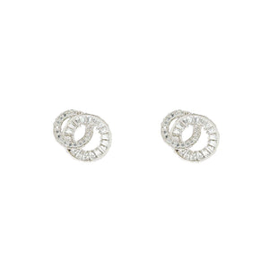 Absolute Interlocking CZ Circles Earrings, Silver