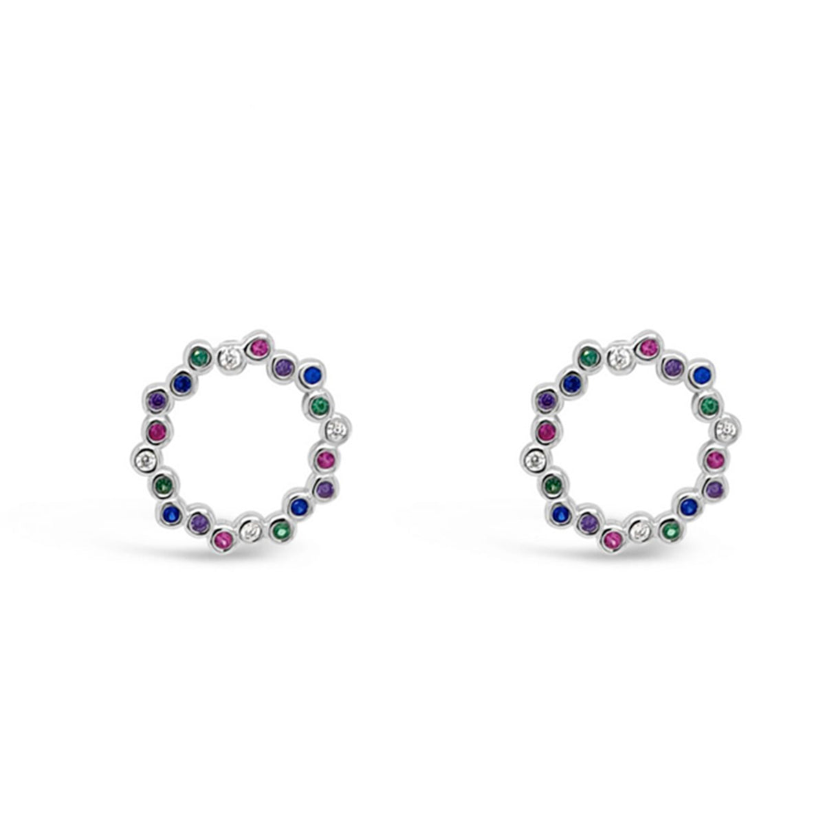 Absolute Rainbow Circle Earrings, Silver