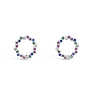 Absolute Rainbow Circle Earrings, Silver
