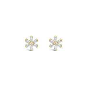Absolute Diamante Flower Stud Earrings, Gold