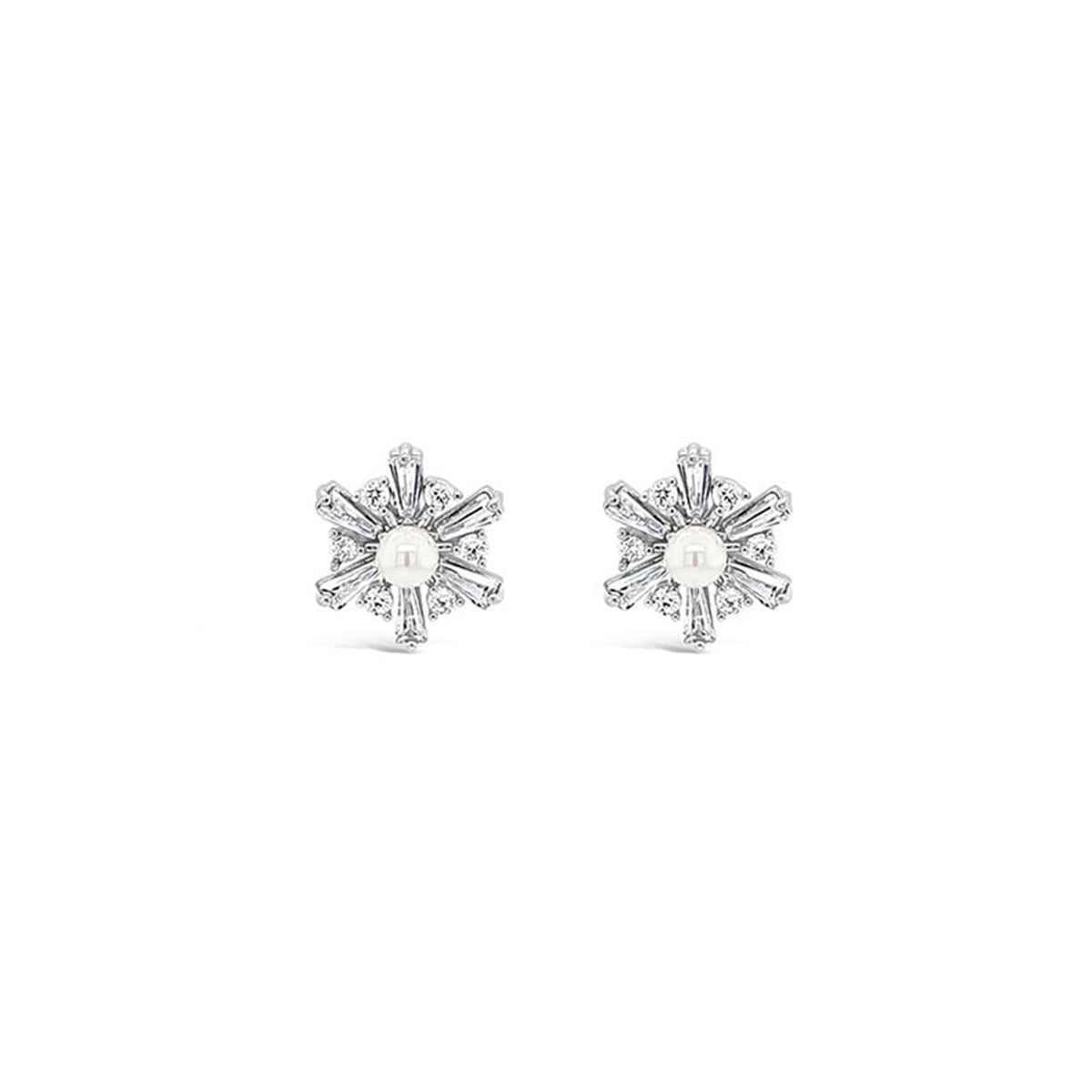 Absolute Pearl Flower Earrings, Silver
