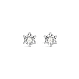 Absolute Pearl Flower Earrings, Silver