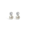 Absolute CZ & Pearl Drop Earrings, Silver