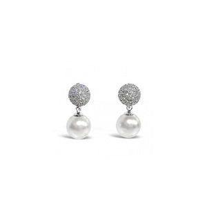 Absolute Grey Pearl Drop Earrings, Silver
